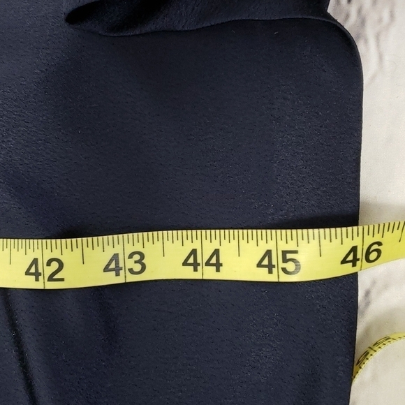 Vintage 80s Alison J. Satin Wrap Surplus Midi Dress Navy Long Sleeve XL VGUC - Picture 14 of 17